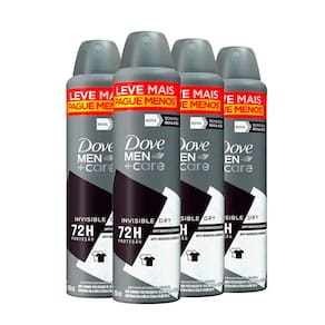 Kit Desodorante Aerosol Dove Men Invisible Dry 250ml - 4 unidades