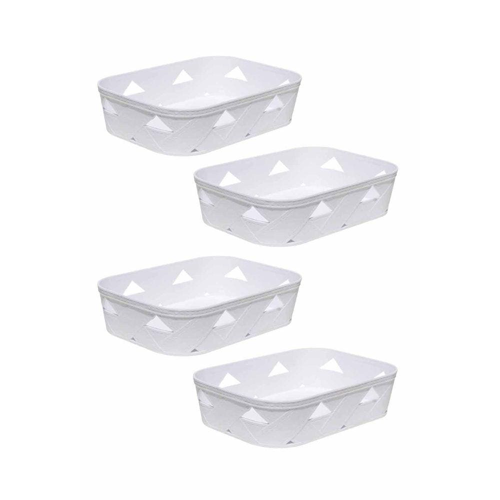 kit 4 Organizador Multiuso Branco Gaveta Armário Escritório