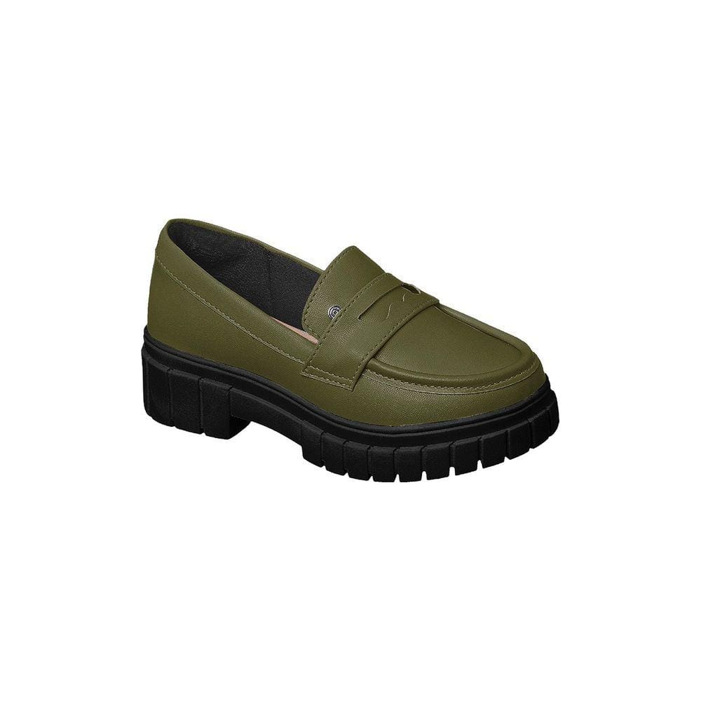 Sapato Infantil Feminino Ortopé Fashion Flat Mocassim Verde Oliva