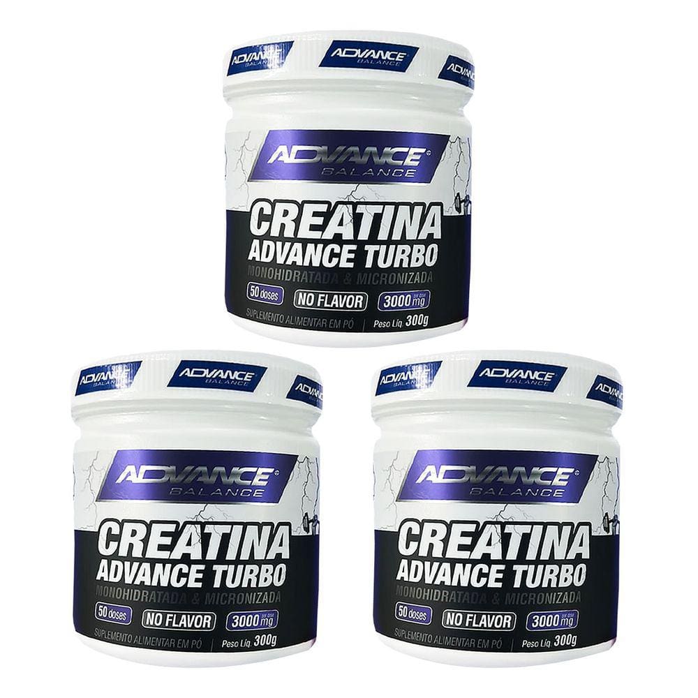 Kit 3 Creatina Advance Turbo No Flavor 300g