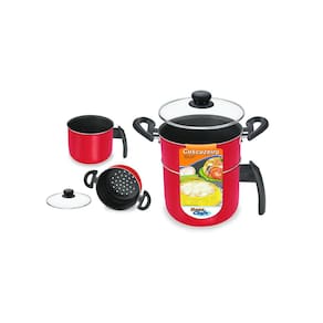 Cuscuzeiro 14 Vermelho Com Tampa De Vidro 0.194 Dona Chefa
