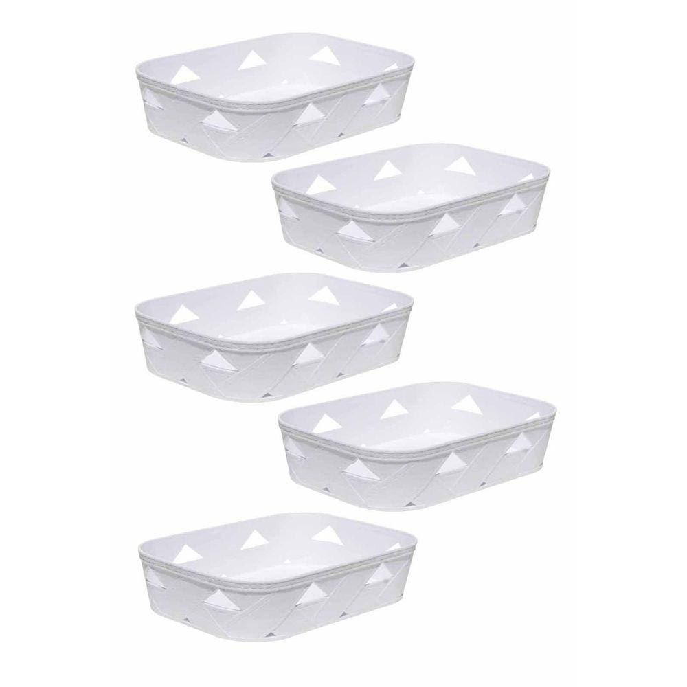 kit 5 Organizador Multiuso Branco Gaveta Armário Escritório