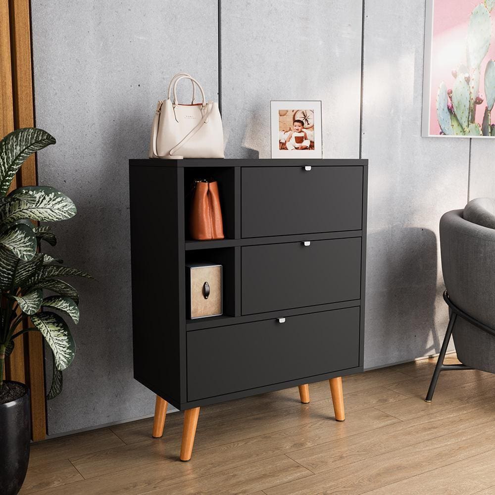 Sapateira Organizadora Classic Com Portas Basculantes E Gaveta Preto Jm3