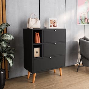 Sapateira Organizadora Classic Com Portas Basculantes E Gaveta Preto Jm3