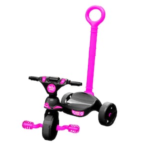 Triciclo Infantil Black Racer Pink Com Empurrador Xalingo