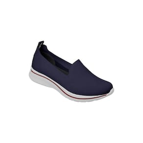 Tênis Feminino Dijean Calce Fácil Tecido Básico Azul Marinho e Branco