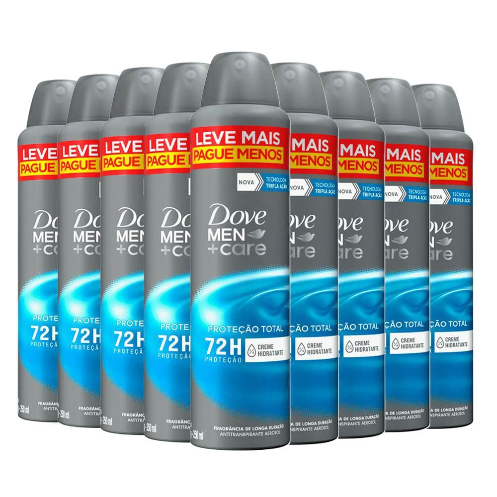 Kit Desodorante Aerosol Dove Cuidado Total 250ml - 9 unidades
