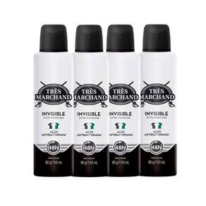 Kit Desodorante Aerossol Très Marchand Invisible 150ml - 4 Unidades