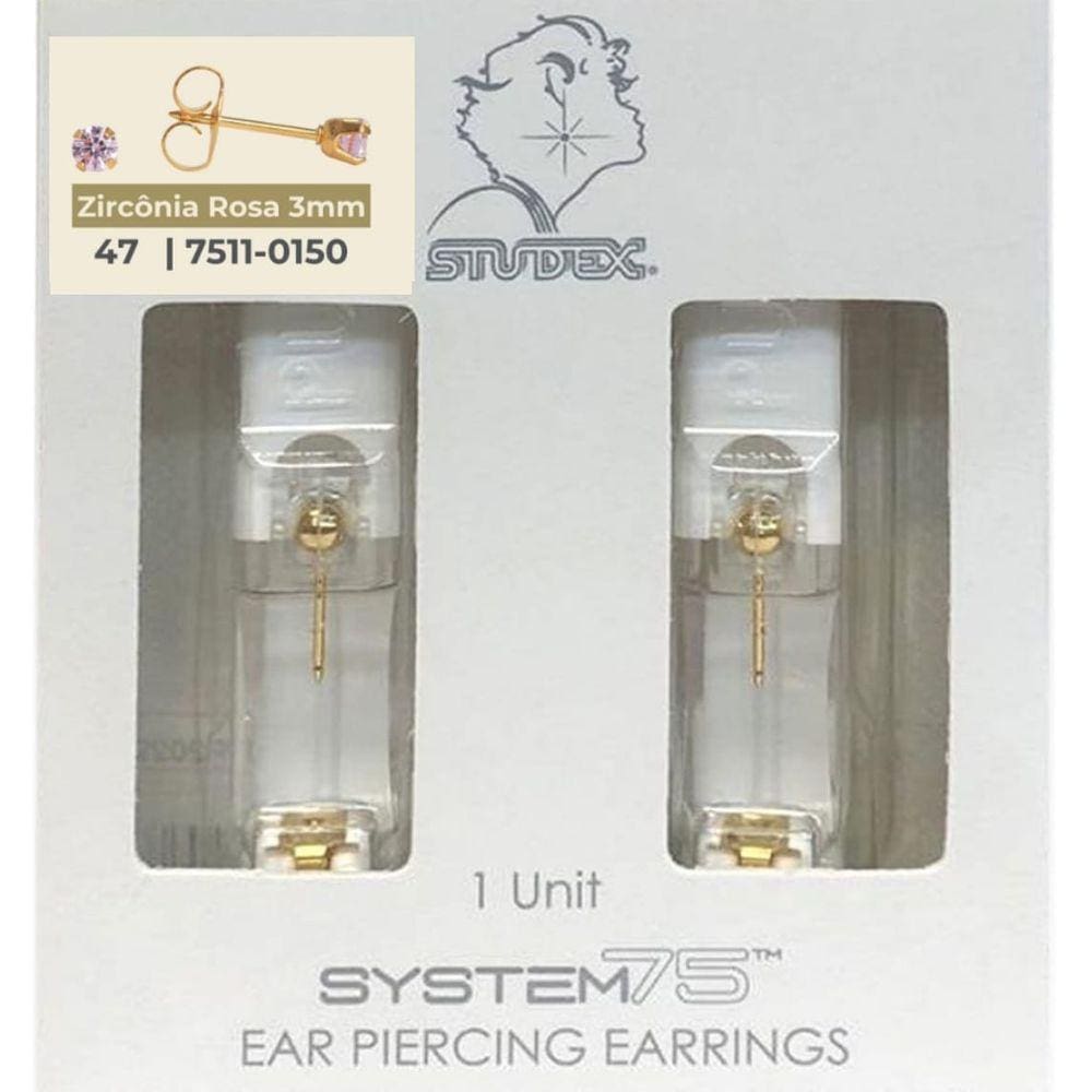 Brinco Studex System 75 Adulto Zircônia Rosa 3Mm - 47