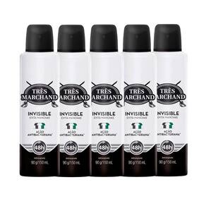 Kit Desodorante Aerossol Très Marchand Invisible 150ml - 5 Unidades