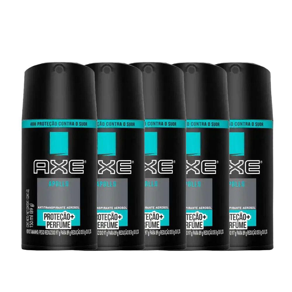 Kit Desodorante Antitranspirante Aerosol Axe Apollo 150ml - 5 Unidades