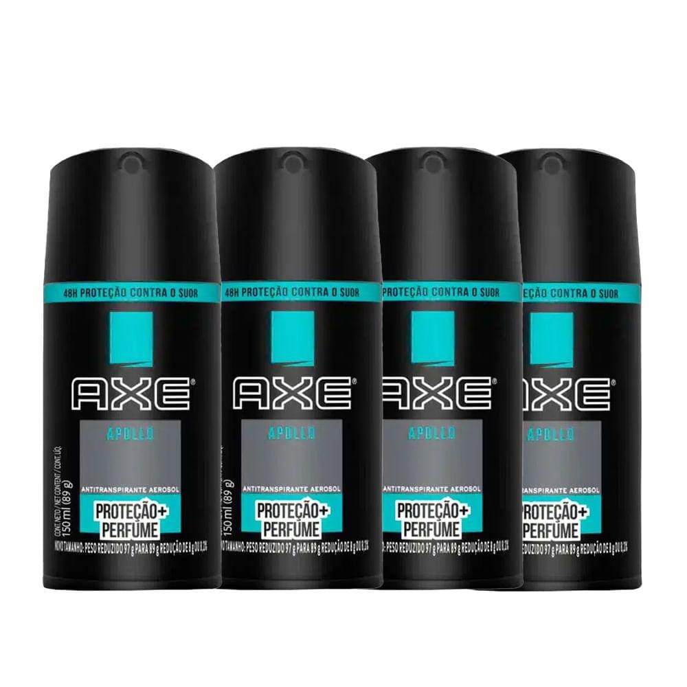 Kit Desodorante Antitranspirante Aerosol Axe Apollo 150ml - 4 Unidades