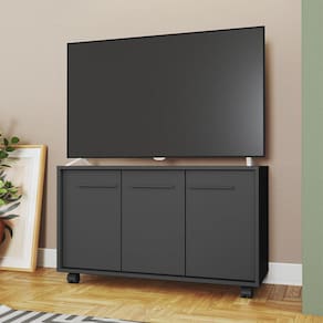 Rack para TVs até 40 Polegadas em MDP 3 Portas 1 Prateleira Preto