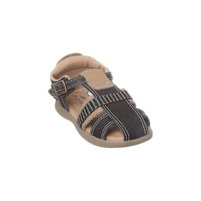 Sandália Infantil Masculina Ortopé Carinhoso em Couro Preta