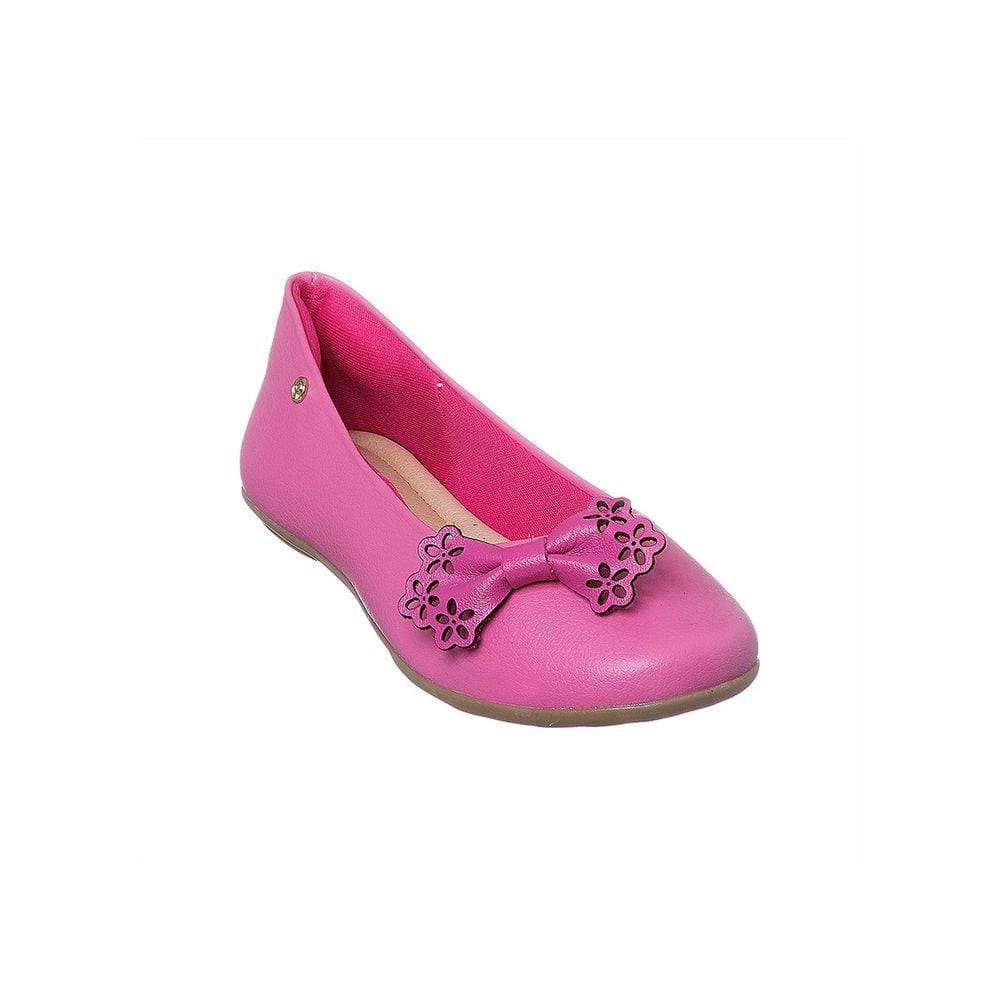 Sapatilha Infantil Ortopé Secret Laço com Flores Pink