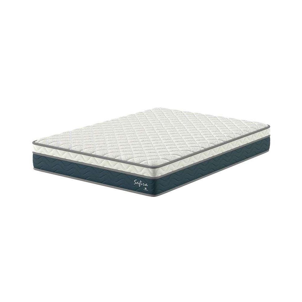 colchão casal safira molas ensacadas (26x138x188) azul e branco