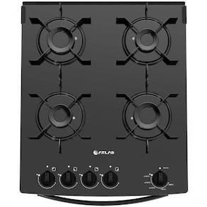Fogão Atlas 4 Bocas Preto Mônaco Top Glass Com Acendimento Automático - Bivolt