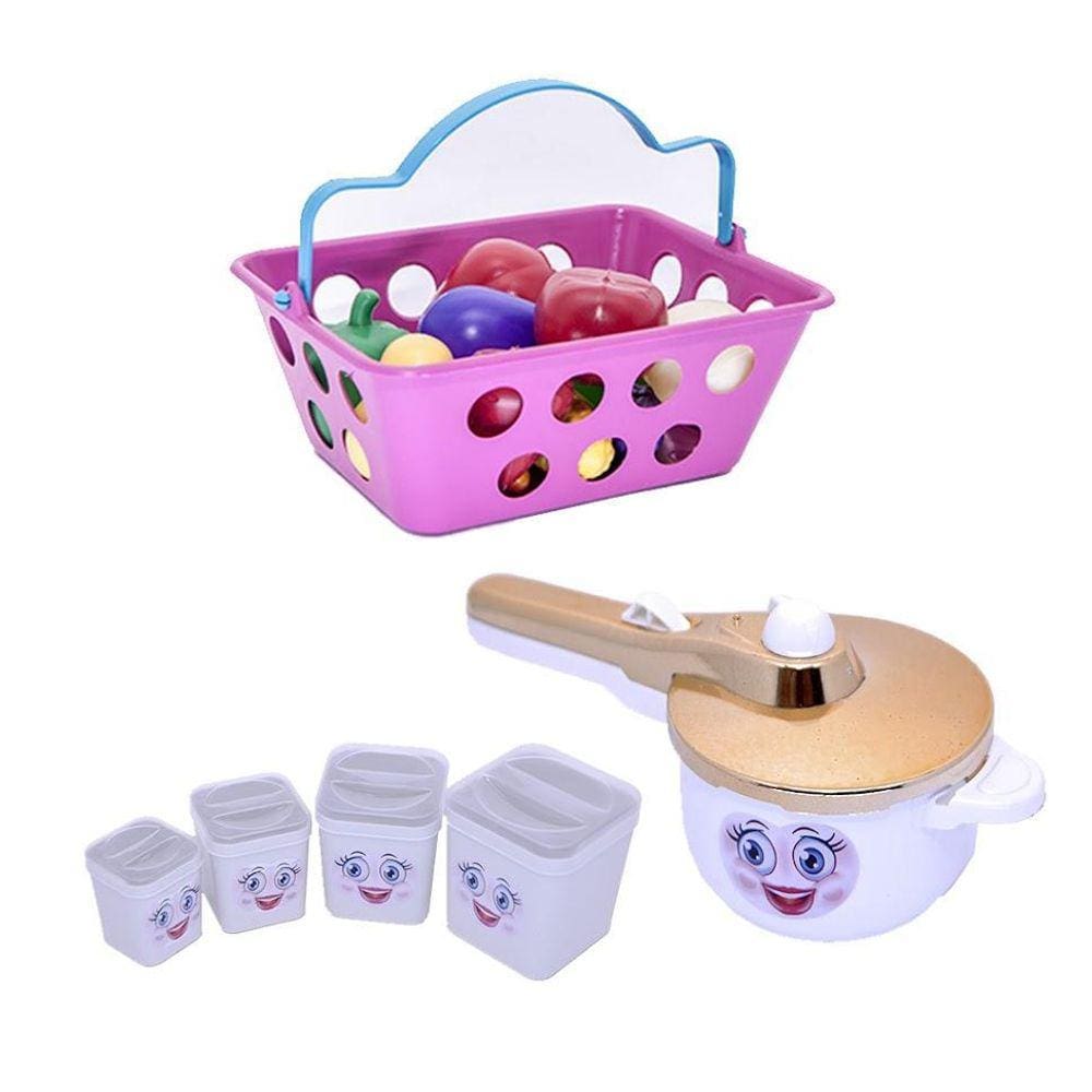 Mini Cozinha Infantil Menina Princesa Potinhos 18Peças