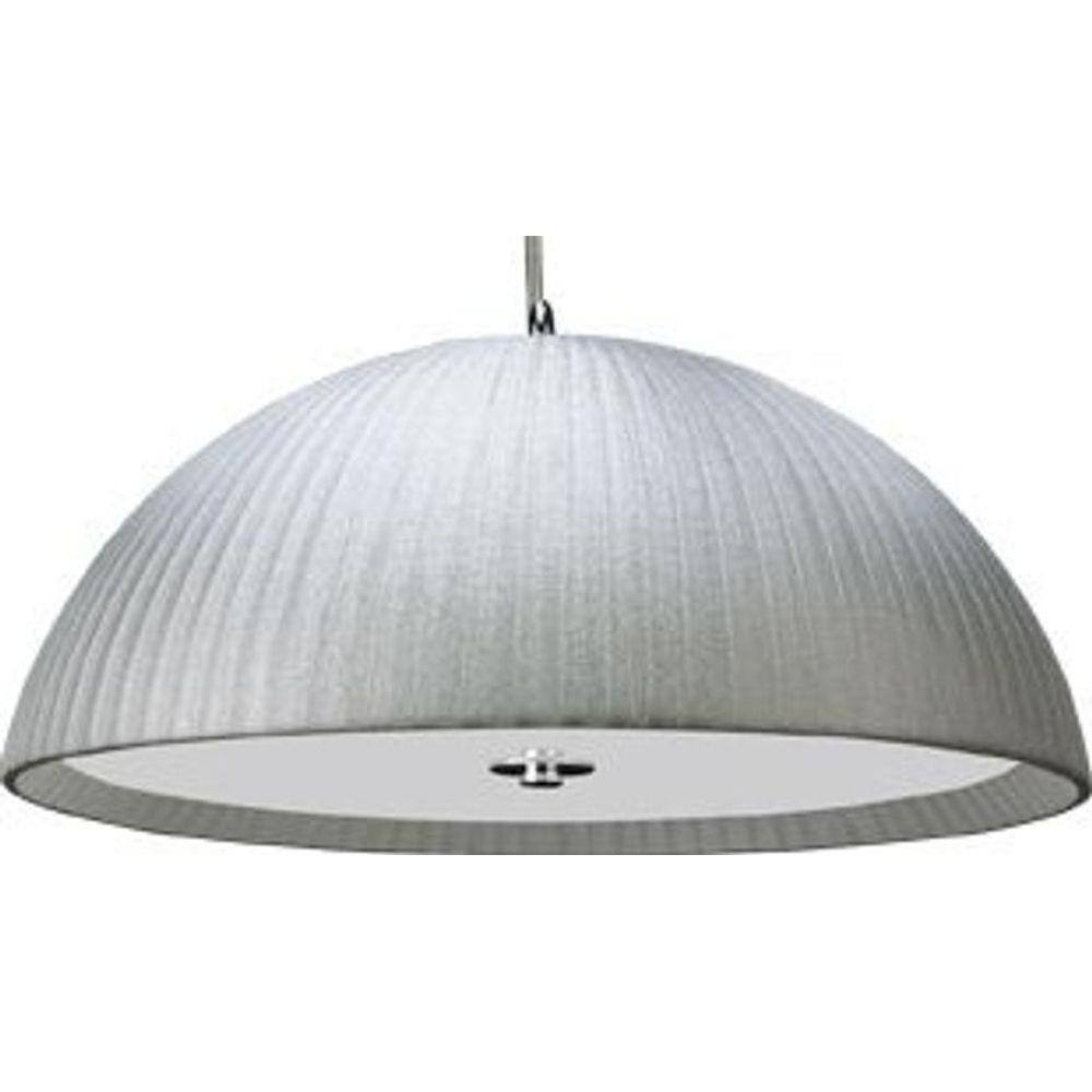 Pendente Lustre Arges Tecido Prata Para Led 60 Cm