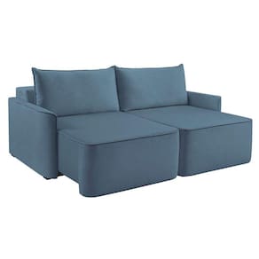 sofá 4 lugares retrátil moon com usb linho azul 260 cm
