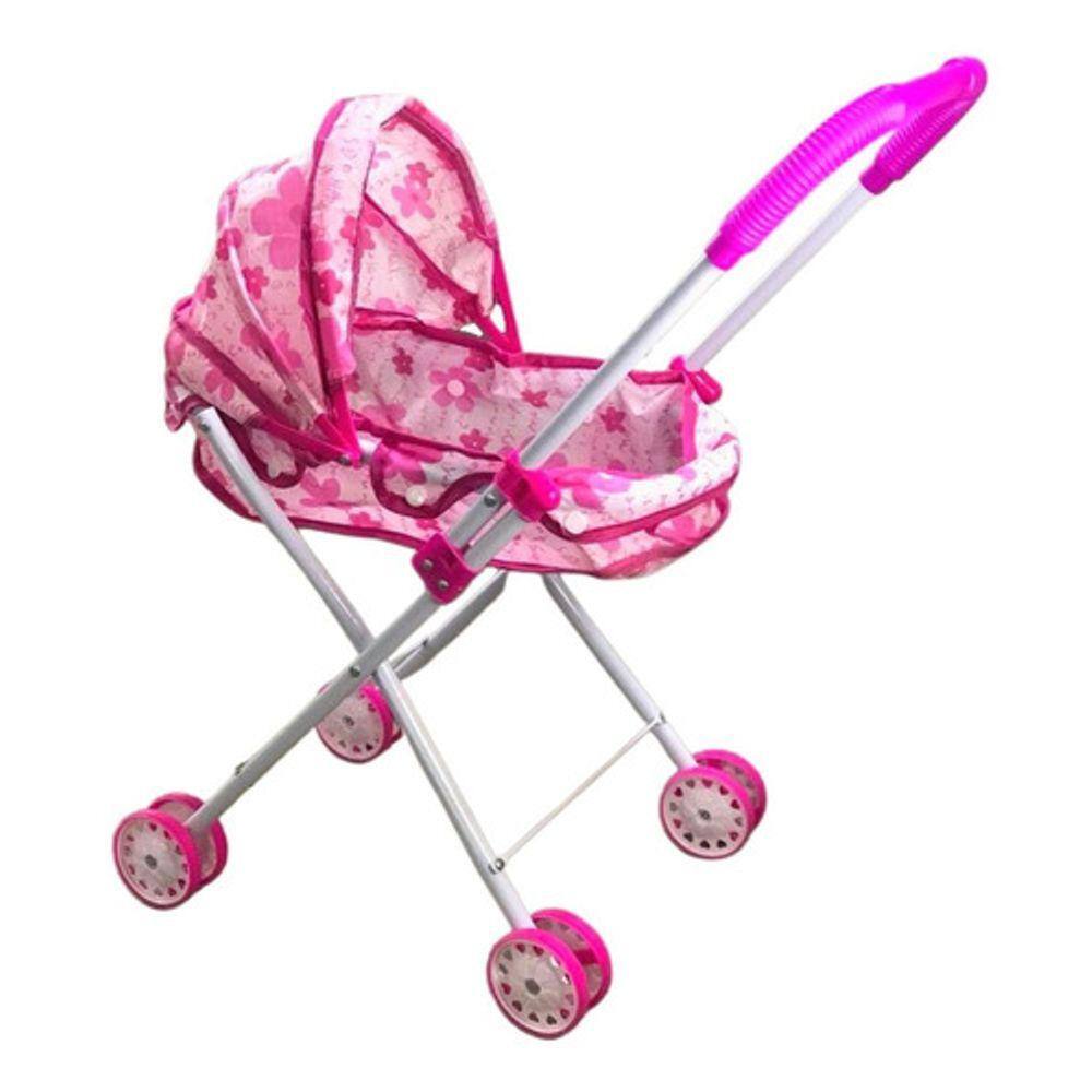 Carrinho De Boneca Tipo Berço 4 Rodas Importway Rosa
