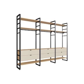 guarda-roupa closet modulado industrial philly 6 gv cedro e off white