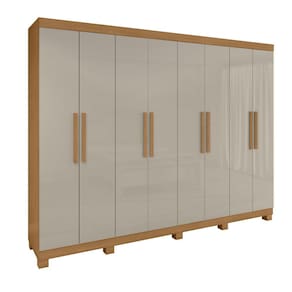 Guarda-roupa Casal Easy Slim 8 Portas Com Pés Amendoa Clean/Off White