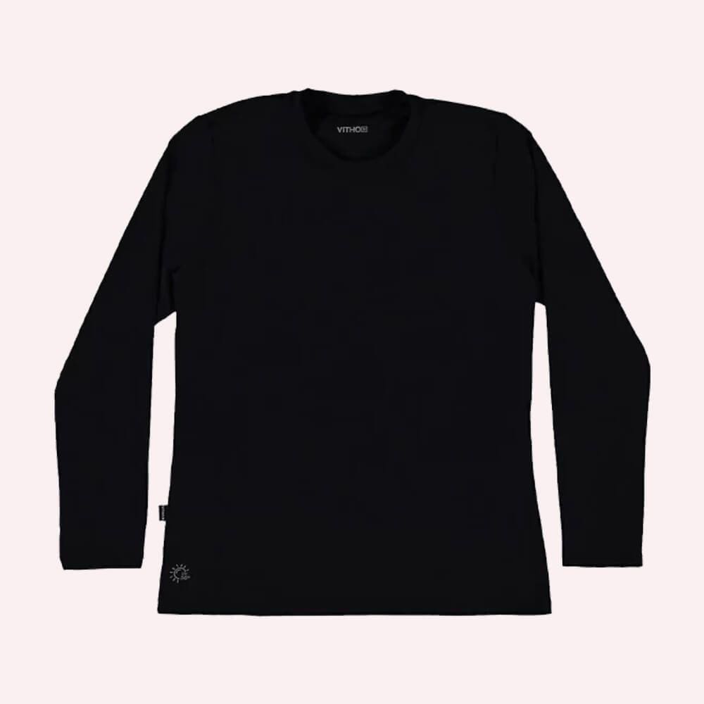 Camiseta Feminina Proteção Térmica UV Theo 50+ Preto GG