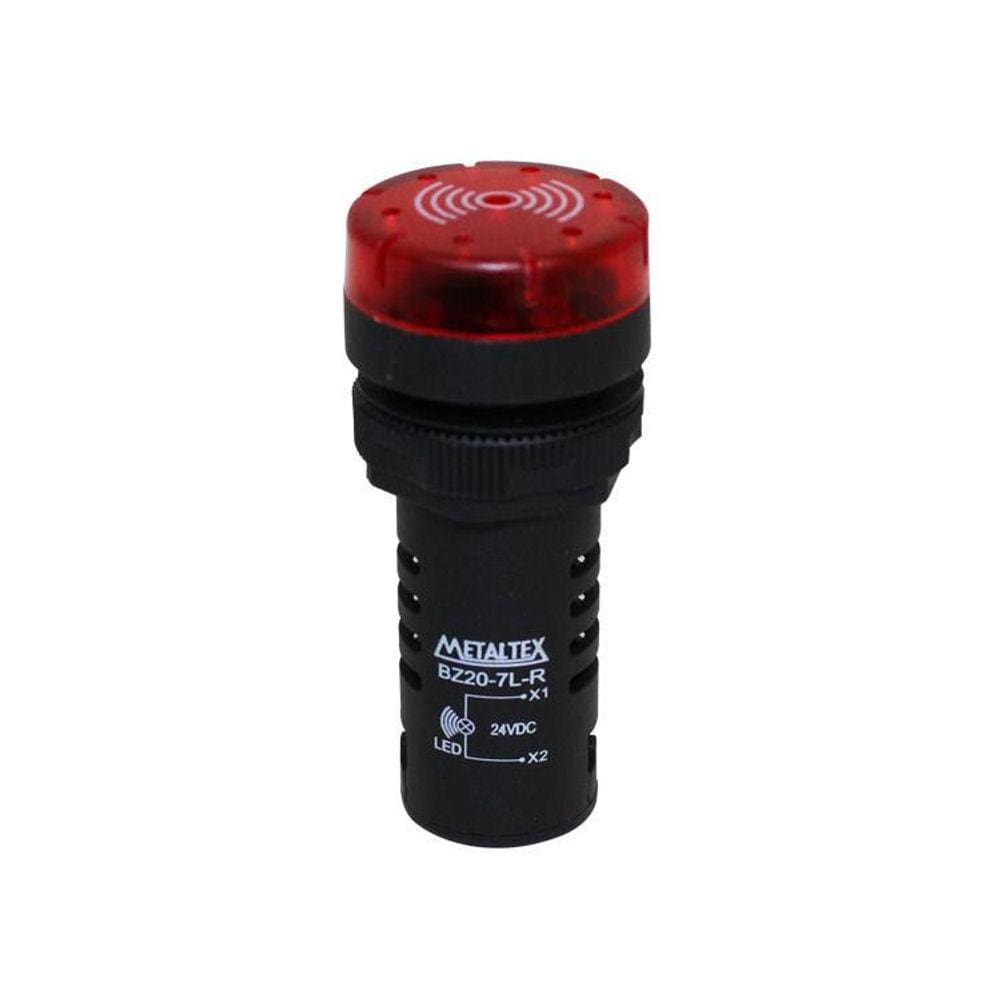 Sinaleiro Sonoro E Iluminado 22Mm 24V Vermelho Modelo Bz