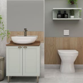 Gabinete para Banheiro 2 Portas Provençais sem Cuba 100% Mdf com 1 Nicho com Metalon Verde Mint