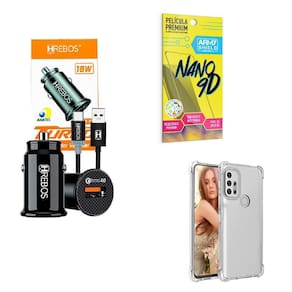 Kit Carregador Veicular + Capinha Motorola G20 + Película 9D