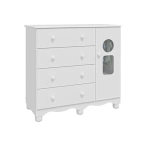 Cômoda Bebê Moveis Peroba Tedy 04 gavetas 01 porta MDF