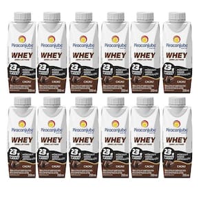 Kit com 12 Bebida Piracanjuba Whey 250 Ml - Sabor Cacau
