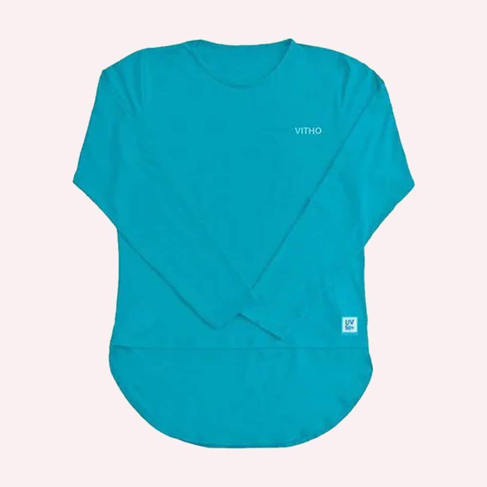 Camiseta Feminina Proteção Térmica UV Tapa Bumbum Azul Tifanny M