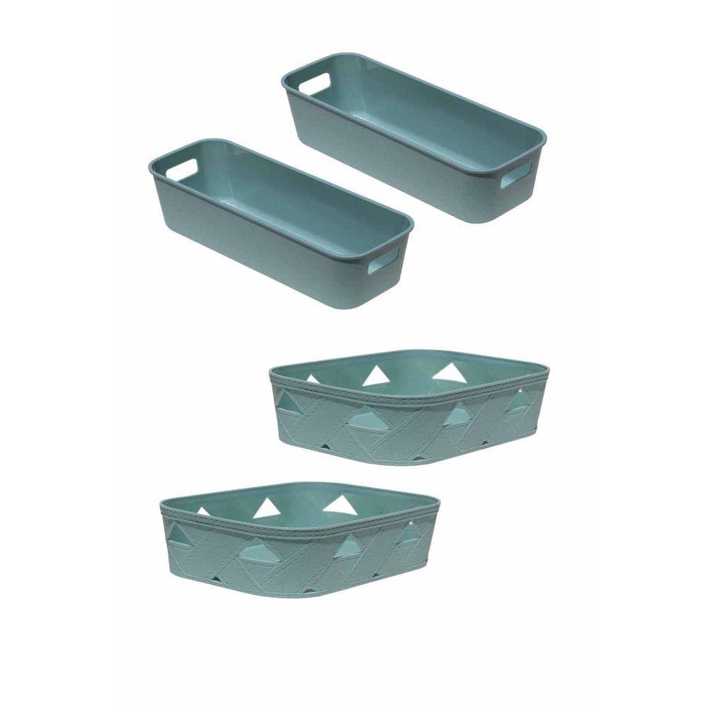 Kit 4 Organizador Multiuso Verde Gaveta Armário 2 Tamanhos