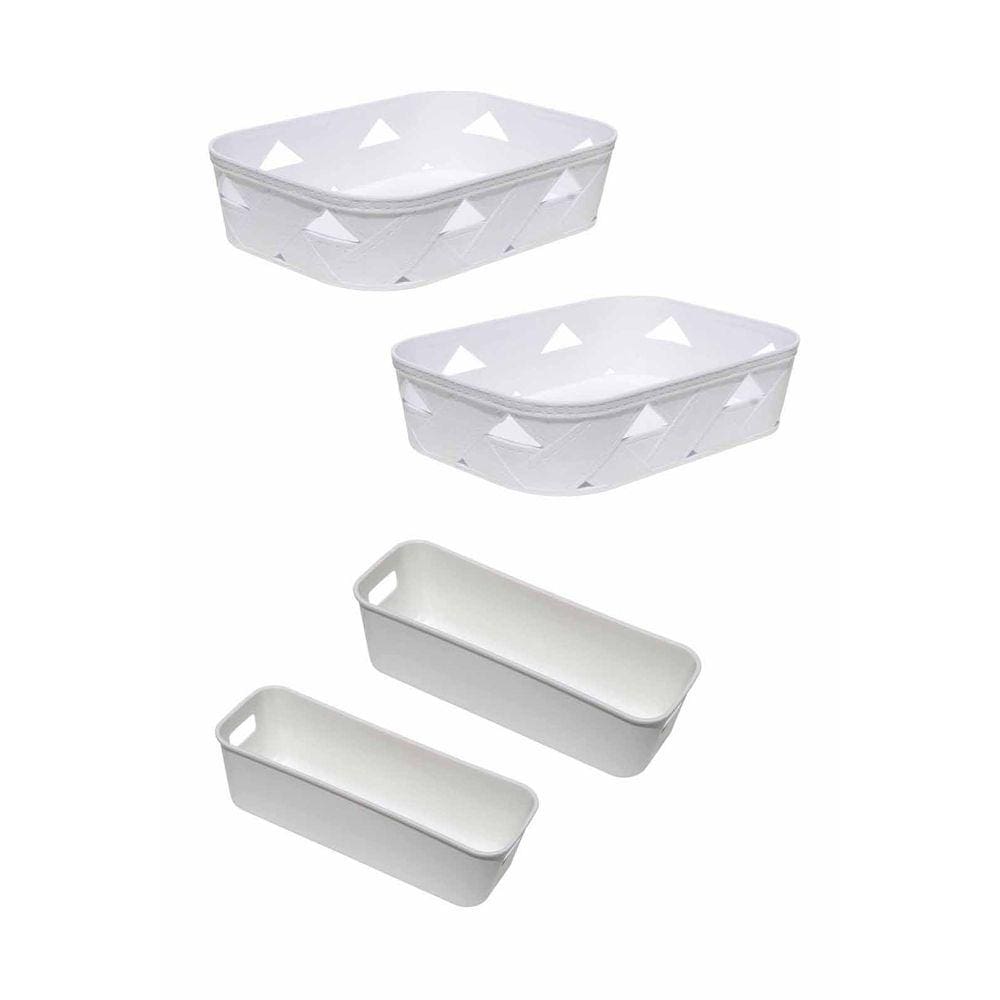 Kit 4 Organizador Multiuso Branco Gaveta Armário 2 Tamanhos