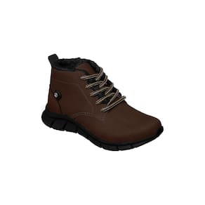 Tênis Cano Alto Infantil Masculino Ortopé Flex Boot com Lã Marrom