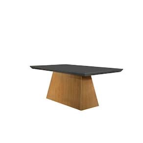 mesa de jantar retangular com tampo de vidro luna imbuia e grafite