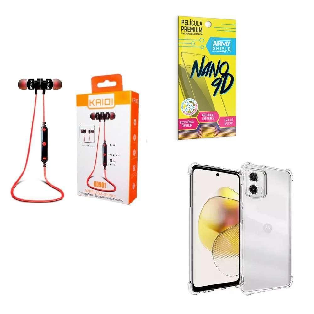 Kt Capinha Moto G73 + Fone De Ouvido Bluetooth + Película 9D