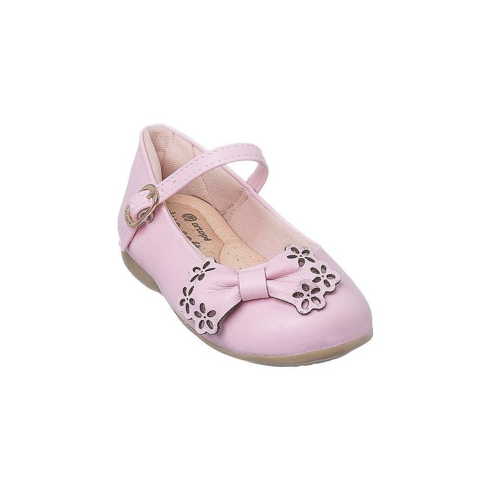 Sapatilha Infantil Ortopé Fofura Laço com Flores Rosa