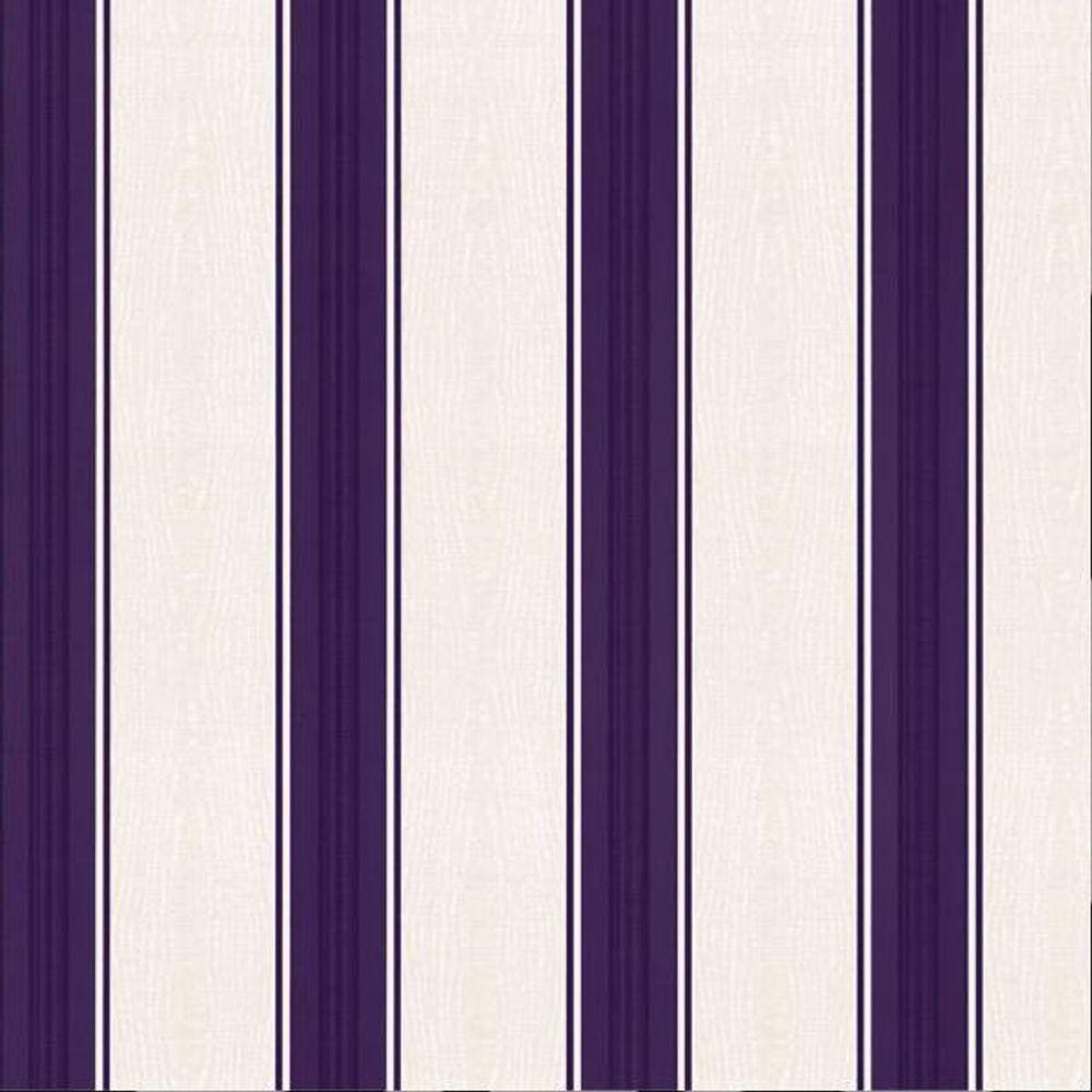 Papel De Parede K&G Listrado Roxo Branco Vinílico Lavável