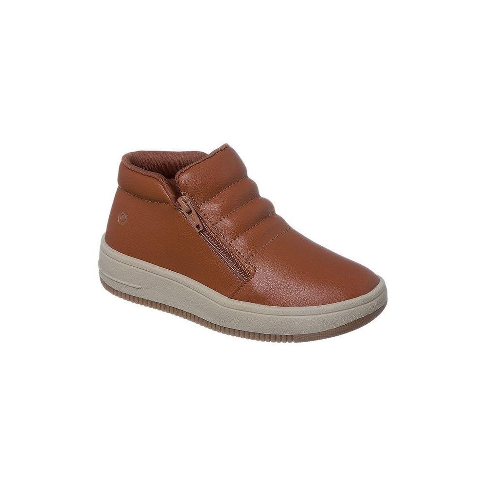 Tênis Cano Alto Infantil Ortopé Bliss Teen Boot Zíper Lateral Caramelo