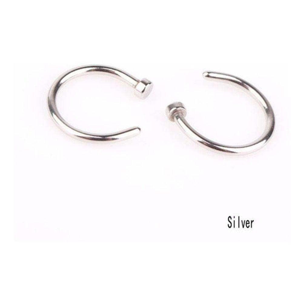 Piercing Nariz Argola Falso Fake - 01 Prata E 01 Preto