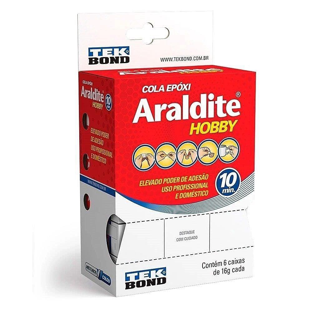 Kit 6 Cola Araldite Epóxi Multiuso Ultra Rápido Transparente Hobby 16g - Tekbond