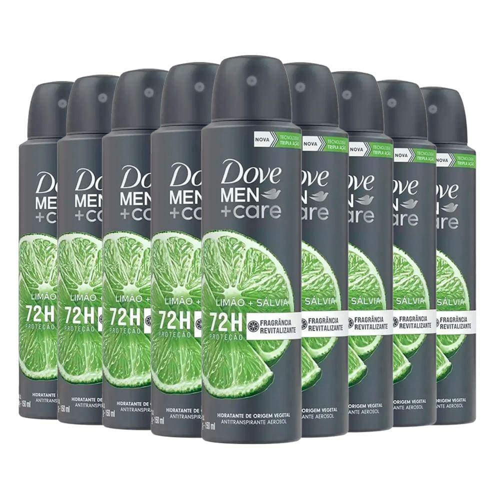 Kit Desodorante Aerosol Dove Men Limão 150ml - 9 unidades