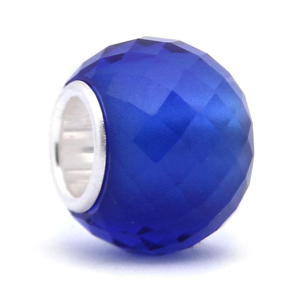 Berloque Mundo Briller Estilo Murano Azul Escuro Prata