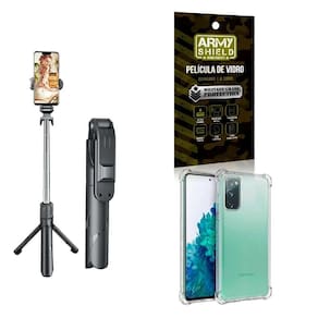Kit Tripé De Selfie + Capinha Samsung S20 Fe + Película 3D