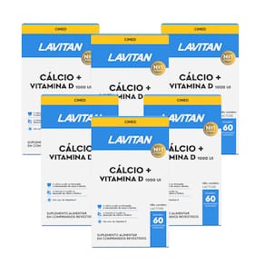 Suplemento Vitamínico-Mineral Cálcio + Vitamina D 600mg 60 Comprimidos - 6 Unidades