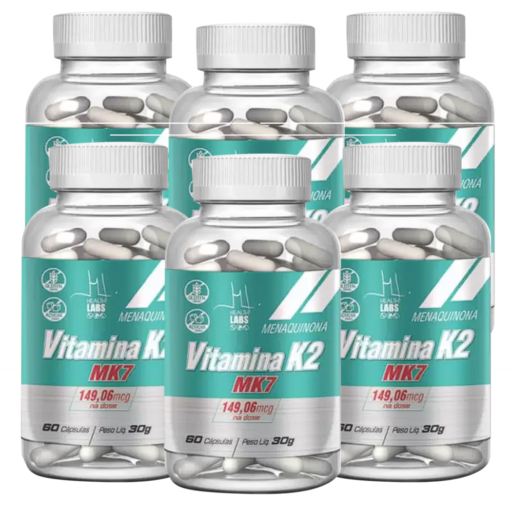 Kit 6 Unidades Vitamina K2 (MK7 149,06mcg) - 60 Cápsulas - Health Labs