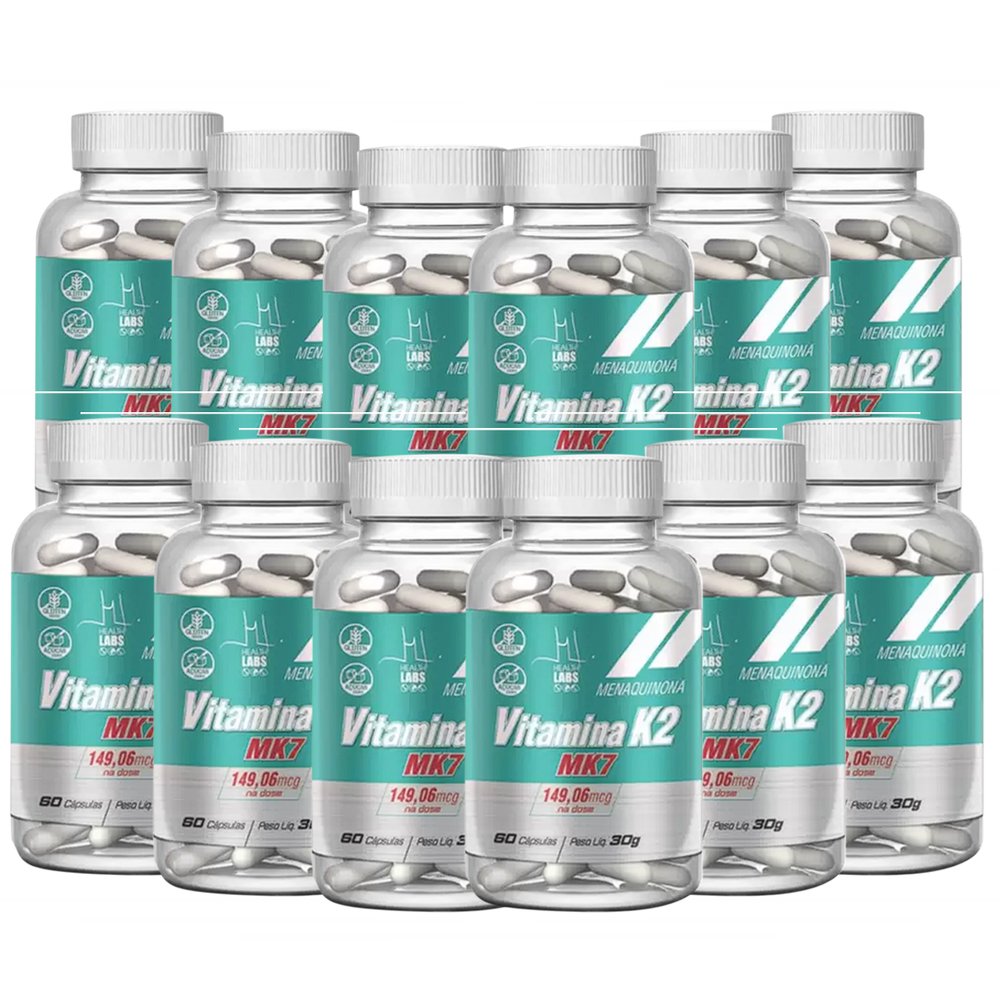 Kit 12 Unidades Vitamina K2 (MK7 149,06mcg) - 60 Cápsulas - Health Labs